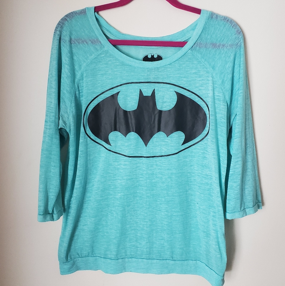 Batman Logo Teal Graphic Tee, Size Lg - Picture 1 of 6